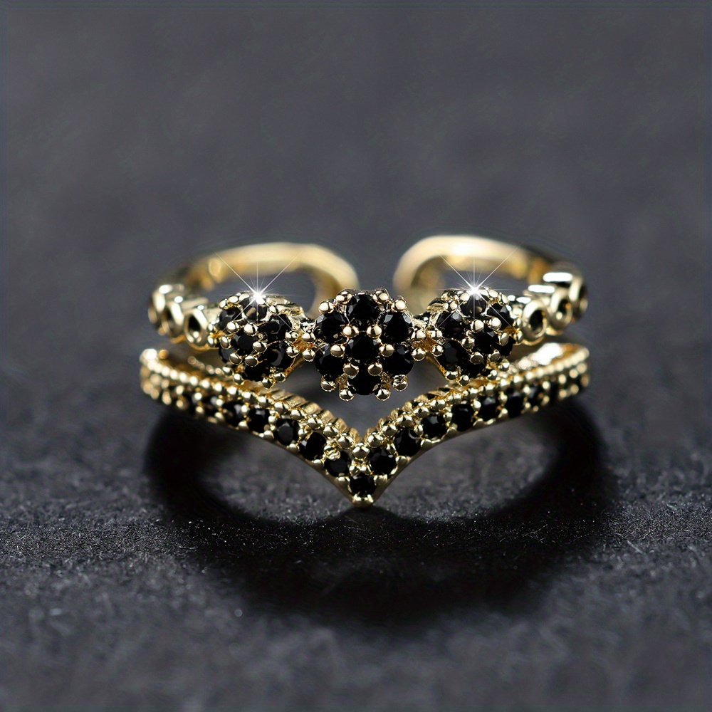 Royal Style Zirconia Double Layer Cuff Ring